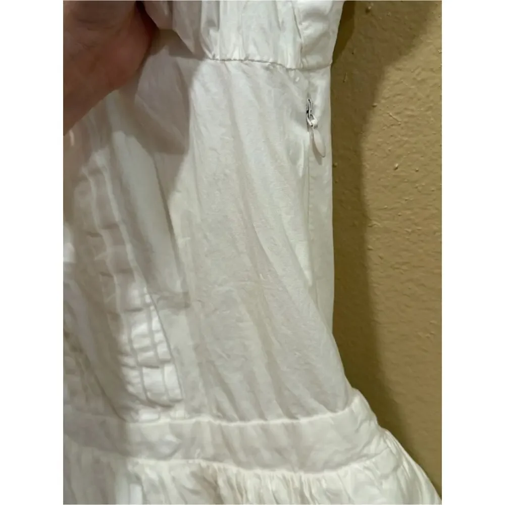 Tuckernuck English Factory Cotton White Puff-Sleeve V-Neck Mini Dress Medium